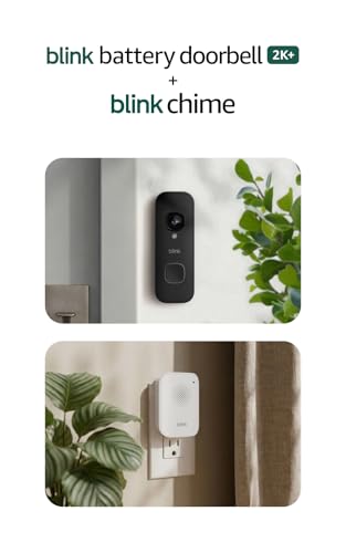 Image of Blink Battery Doorbell 2K+ (newest model) and Blink Chime (newest model) - Wireless video doorbell, 2K resolution, in-home chime, enhanced audio. Sync Module Core included - (Black)