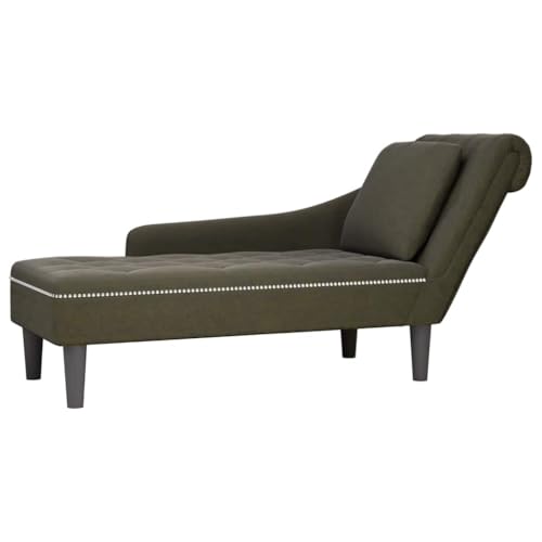 vidaXL Tumbona Almohada reposabrazo Derecho Cuero Verde Militar, sillón, diván, Silla de salón, sofá Silla, Tumbona, sofá de salón, diván de salón