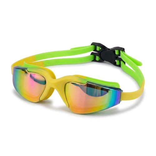 Image of BURNLAB Mirrored Lens Swimming Goggles for Pool and Outdoor Swimming, Adjustable Fit, Men & Women (yellow)