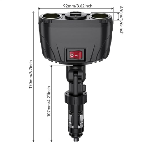 Cargador de coche para teléfono celular ajustable con dos puertos USB de carga 2