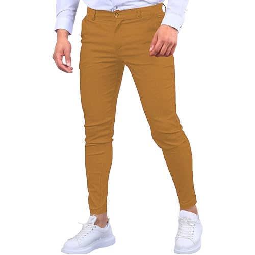 Men's Slim Fit Dress Pants Stretch Lightweight Casual Pants with Tapered Leg for Business or Everyday Wear