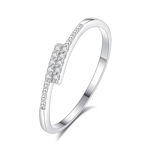Skcess Anillo de oro blanco 950/platino de 9 K/14 K/18 K, diamante blanco, 61 (19.4), Diamante, Diamante