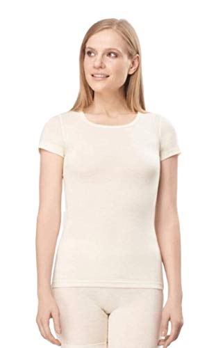 Chemise manches courtes en laine mérinos UTENOS contre le froid, haut à carreaux doux pour femme