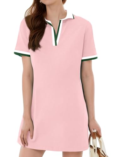 Image of Kissonic Polo Dresses for Women Short Sleeve Tennis Golf Dress V Neck Summer Casual Dress with Pocket