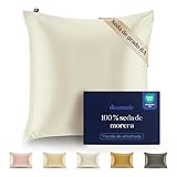 Dreamzie Funda de Almohada de 100% Seda 60 x 60 cm - 22 Momme Seda de Morera, 1 Unidad (Blanco)