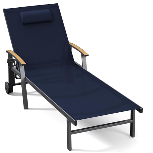 Ciokea Outdoor Lounge Chair with Pillow Navy