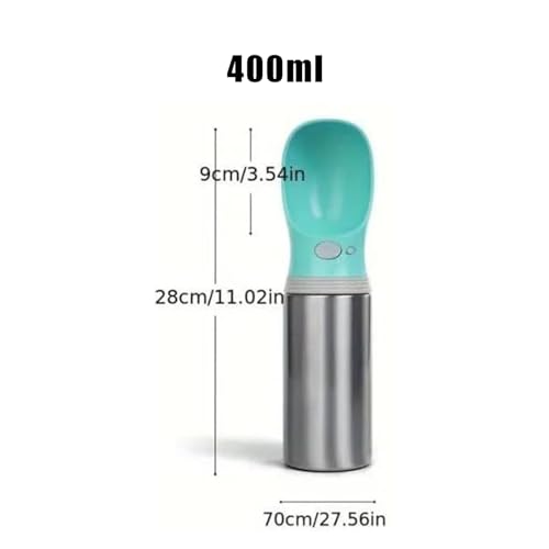 Hundetrinkflasche | 400ml Edelstahl Trinkflasche Für Hunde,Auslaufsicherer Edelstahl Spender für Unterwegs Auto Camping