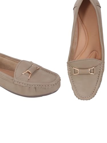 Image of Pluxh Women's Elegant Ballet Flats with Metal Accent | Soft Comfort Slip-On Shoes | Lightweight Everyday Footwear | Flexible Grip Sole | Office, Casual & Work Wear