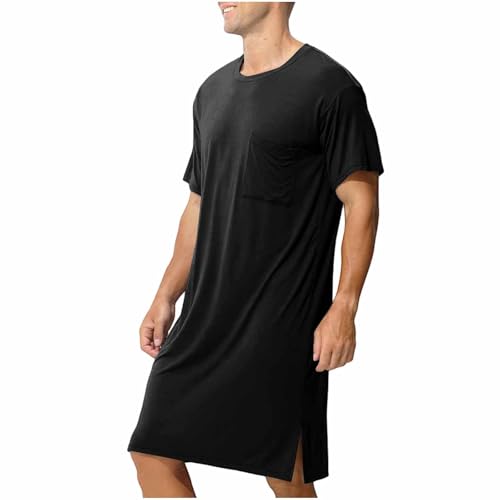 Lmdudan - Lmdudan Men's Nightshirt - Soft Short Sleeve Sleep Shirt and Lounge Nightgown with Pocket - Best Deal on Amazon