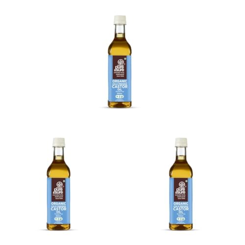 Image of Pure & Sure Organic Cold Pressed Castor Oil 500 Ml | For Hair Growth, Eyelashes, Eyebrows & Skin (Pack of 3)
