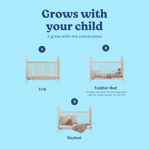Image of Graco Olivia 3-in-1 Convertible Crib - GREENGUARD Gold Certified, 100% Solid Wood, Fits Standard Baby Crib Mattress, Converts to Toddler Bed and Daybed, 4 Adjustable Mattress Heights (Frosted Oat)