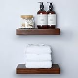 Homeforia Estantes flotantes de nogal para pared, juego de 2