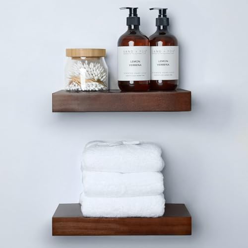 Homeforia Walnut 12 inch Floating Shelf, High End Solid Real