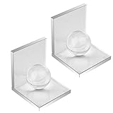 MerryNine Innovative Crystal Clear Bookends with Crystal Ball, 1 Pair L Shape Non Skid Sturdy...