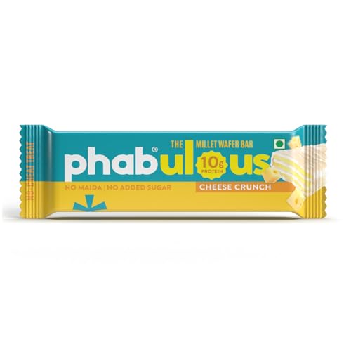 Image of Phab Millet Protien Wafers - Cheese Crunch | 10g Protein | 0 Sugar, No Maida, No Preservatives, No Trans Fat | Millet Goodness (Bajra) | Gluten-Free Healthy Snack | Desk-to-Gym Snack | Pack of 10