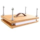 UvasDulces 11.81x7.68 Inch Bamboo I-Shaped Book Press - Portable Handle Adjustable Pressure Tool for Paper Flattening & Book Binding