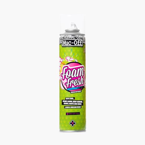 Muc-Off Foam Fresh-Schaum, 400 ml - Schäumendes Sofort Reinigungsmittel mit Zitrusduft – Geeignet für Motorradhelm Futter, Motorradhandschuhe und –stiefel, als Polsterreiniger
