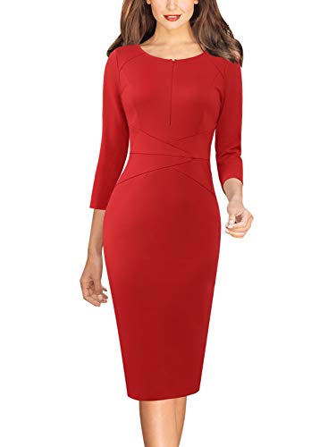 Image of VFSHOW Womens Slim Zipper Up Work Business Office Party Bodycon Pencil Sheath Dress