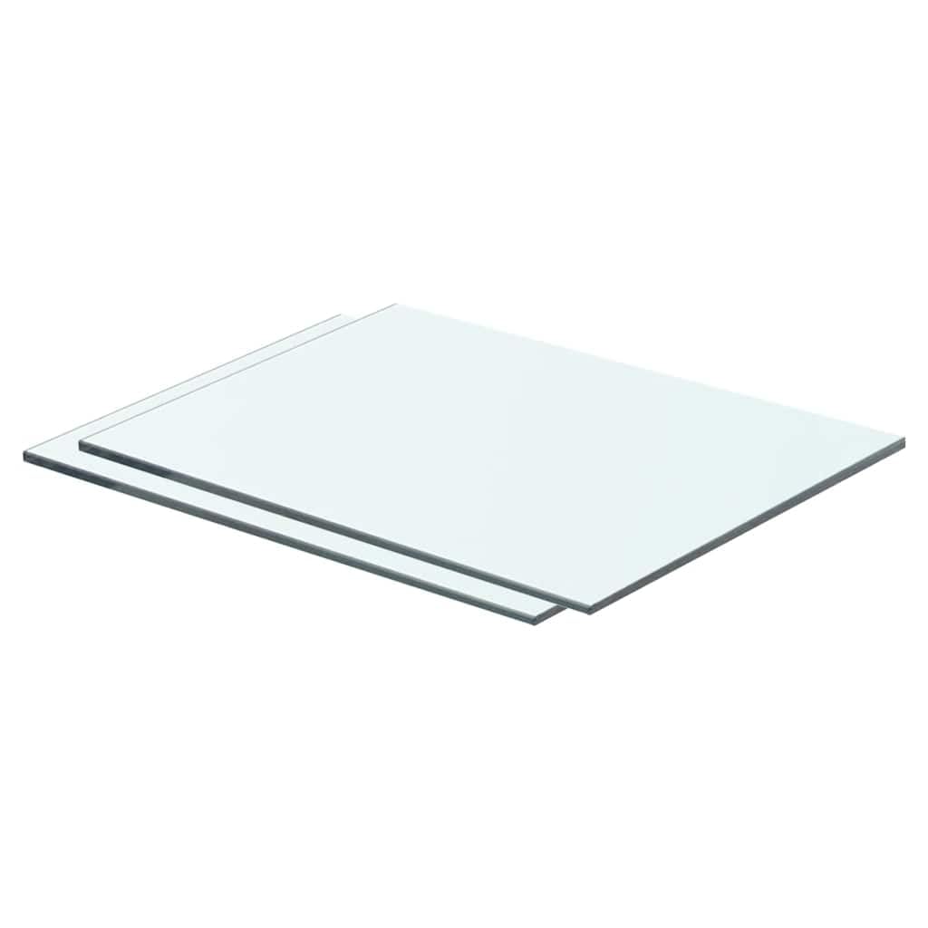 vidaXL 2x Shelves Panel Glass Clear Glass Sheet Plate for Display Case Storeroom Cabinet Slatwall Shop Easy to Wipe Clean Thick Glass 40x25cm