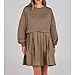 Women's Oversized Sweatshirt Dress, Long Sleeve Crewneck Pullover Tops Patchwork Pleated Pullover Mini Dress (White and Blue,XL)