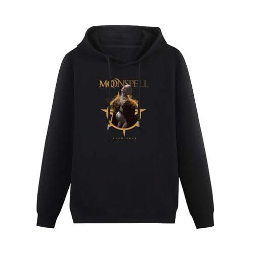 SHILIU YARD Hermitage Moonspell Men's Hoodies Unisex Black Cotton Print Pullover Sweatshirts L