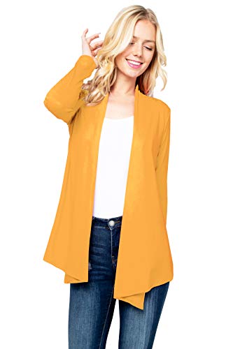 Image of Women's Drape Front Open Cardigan Long Sleeve (S-2X, Made in USA)
