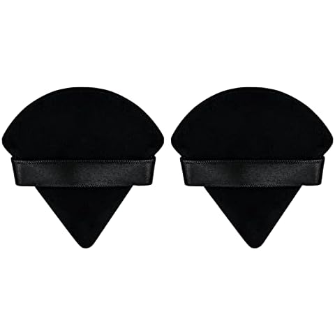 Flytianmy 2Pcs Triangle Powder Puffs, Face Makeup Puff for Body Loose Powder Beauty Makeup Tool Black Cover