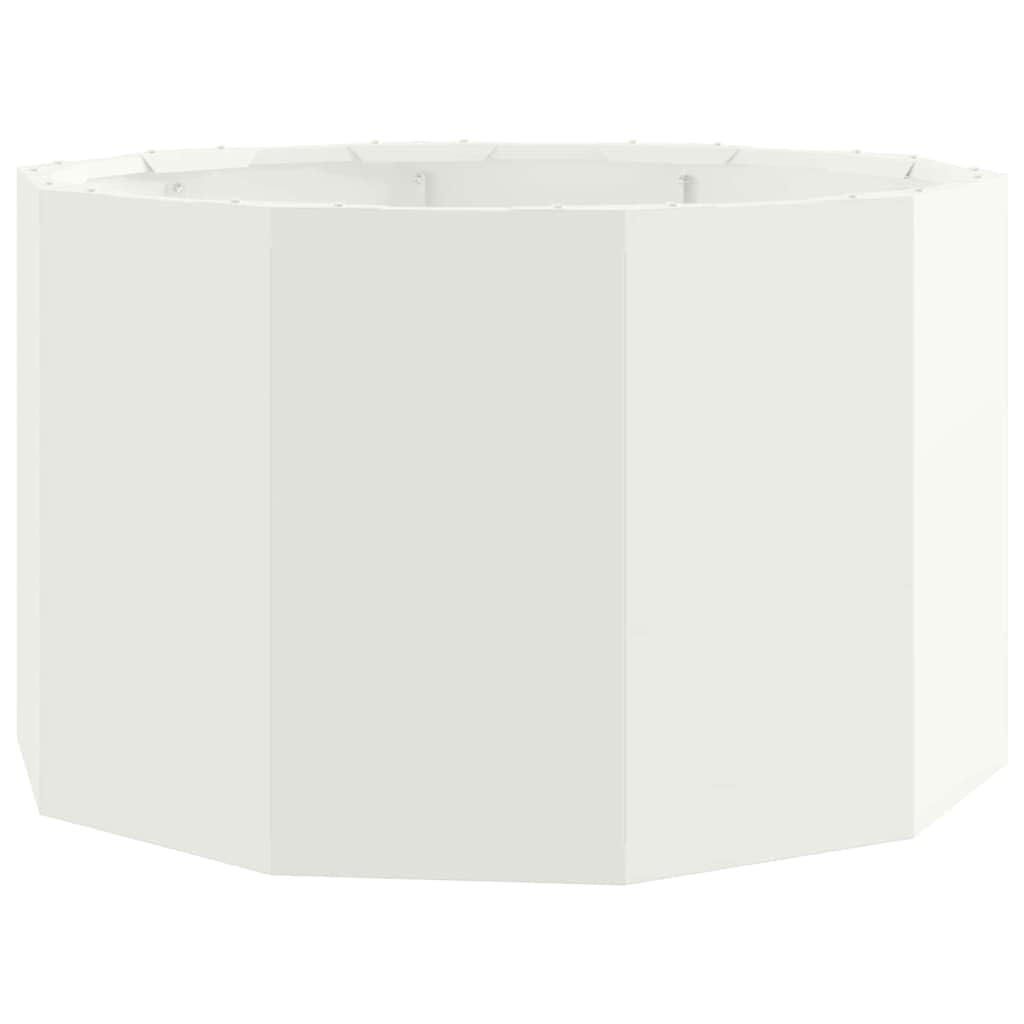 Donica Biały 60 x 60 x 35 cm Stal Okrągła Ogrodowa na Zewnątrz Trwała Stalowa Donica na Kwiaty z Łatwym Montażem Stylowy Pojemnik na Rośliny na Taras Balkon Ogród
