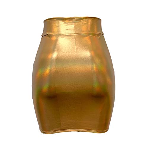 Gold Holographic High Waisted Pencil Mini Bodycon Skirt - Made in USA4