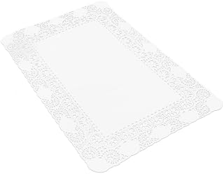 Monouso | 250 Blondas de Papel Rectangulares, 30x40cm, Color Blanco, Diseño Calado, Encaje, Pastelería, Presentaciones de Tartas, Bodas, Eventos, Decoración, Reciclable