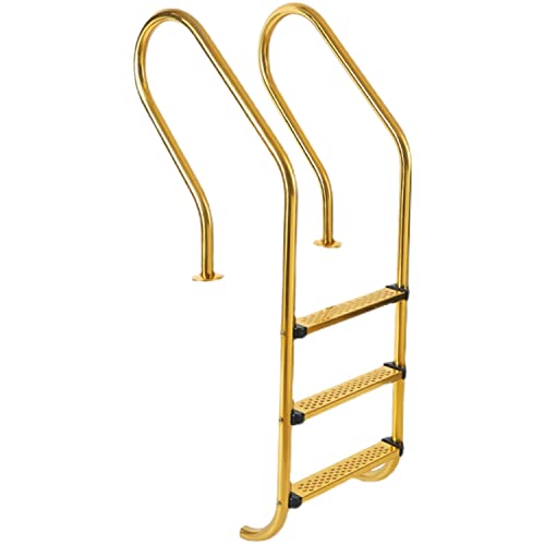 Échelle de Piscine en Acier Inoxydable, Main Courante de Natation Dorée avec Marches, Main Courante D'échelle de Bain, pour Installation de Pont de Piscine de Spa Creusé,2 Steps