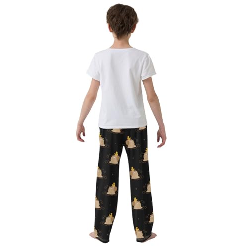 Boys' Pants Cartoon Capybaras Swimming Ducks Long Bottoms Jogger Pants Elastic Waist Trousers with Pockets S-XL3