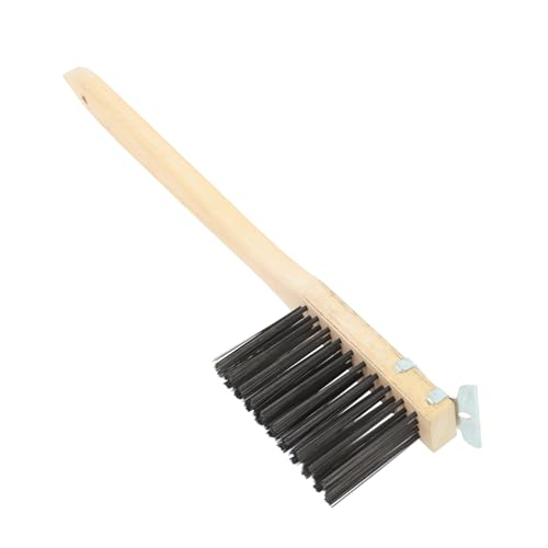 Mikikit Pizza Tool Set Pizza Stone Brush Wooden Handle BBQ Grill Brush Scraper for Cleaning