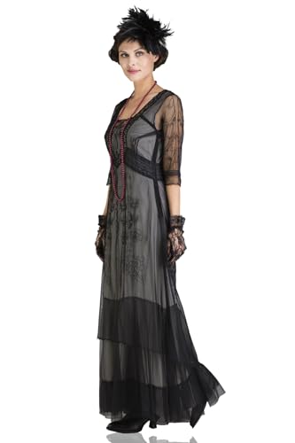 Nataya CL-201 Women's 1920s Edwardian Victorian Vintage Style Wedding Party Dress in Black3