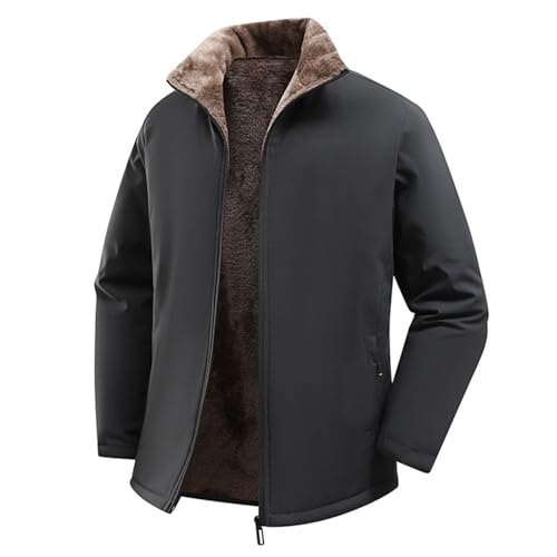 DASONLUE Chaqueta bomber para hombre, cuello alto, forro polar, chaqueta de piloto, chaqueta básica de negocios, chaqueta de forro polar, chaqueta deportiva de felpa gruesa, gris, M