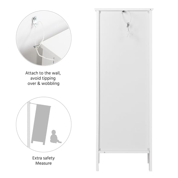 Yaheetech Mueble Armario de Baño Armario Impermeable Estrecho con Cajón y Puerta, para Salón Dormitorio Pasillo 32 x 30 x 87 cm, Blanco