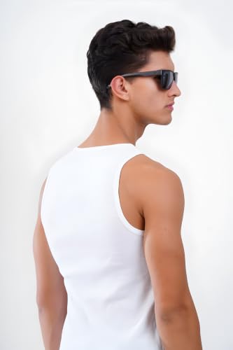 Image of Men's Cotton Vest | Soft & Breathable Sleeveless Innerwear for Men | Comfortable Gym, Casual Banian | Regular Fit White Vest