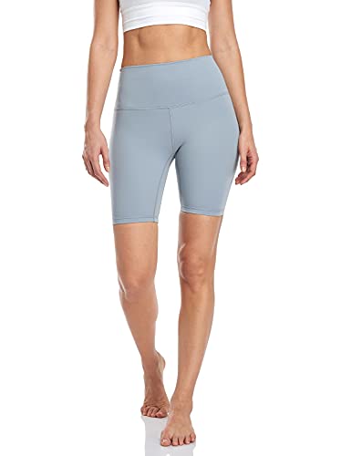 HeyNuts Hawthorn Athletic Women s Biker Shorts Pants, High Waisted Yoga Running Spandex Shorts Leggings 8  Denim Blue L(12)