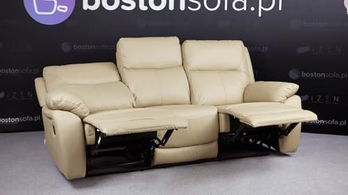 Bostonsofa Atlanta 3-Sitzer Relax-Ledersofa - mit Zero Wall Mechanismus - Komfortable Entspannung - ergonomisches Design - hochwertige Materialien für Ihr Wohnzimmer (90x212x98 cm) – Bild 5