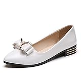 Generic Damen Spitze Zehen Flats Lackleder Low Heel Office Einzelschuhe Casual Slip On Mokassins Bowknot Shallow Mouth Loafers