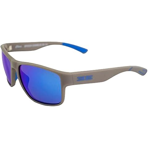 Epoch Eyewear Charlie Sport Motorcycle Sunglasses Grey Frame with Blue Mirror Polarized Lens Cover
