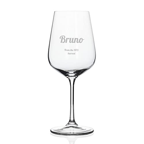 Wanapix | Calice di Vino Personalizzato Nome e Data | Bicchiere da Vino | Cristallo di Boemia | Inciso al Laser | 45 cl | Regalo originale | Anniversario - Testo