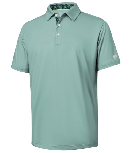 Image of ZITY Golf Shirts for Men Short Sleeve Moisture Wicking Solid Performance Designed Print Collared Casual Polo Shirt