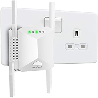 Dursilre WiFi Extender Booster 1200Mbps WiFi Booster Range Extender 5GHz & 2.4GHz Dual Band WiFi Repeater 4 Antennas Broadband Extender Booster with Ethernet Port, UK Plug