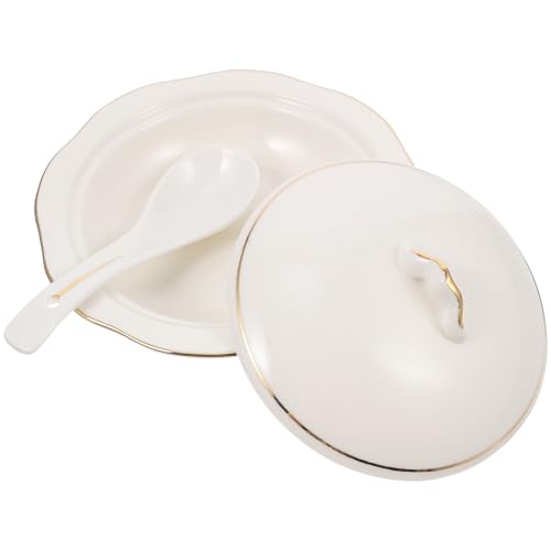 LALADEFIEE Ciotola per in Ceramica con Coperchio Scodella da Resistente al Calore per Cucina e Servizio Adatta per Yogurt e Dessert