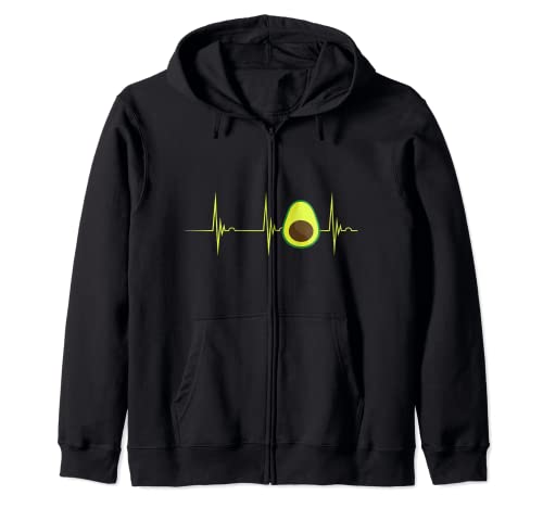 Amante de la fruta del aguacate Heartbeat EKG Pulse Vegan Healthy Food Sudadera con Capucha