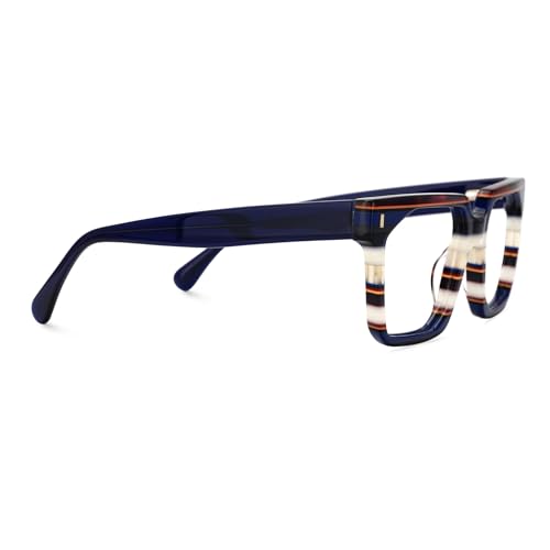 Image of Zeelool Stylish Rectangle Eyeglasses Thick Frame Glasses for women /Men with Non-prescription Clear Lens Laguer ZJGA872500-02 Blue