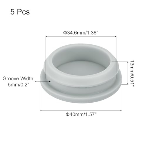 Image of MECCANIXITY 5pcs Silicone Snap in Locking Hole Plugs,34.6mm /1.4 Inch Mounting Diameter Narrow Groove Width 5mm Panel Seal Cover Round for Kitchen Bulkheads Waterproof Sealing Plugs Grey