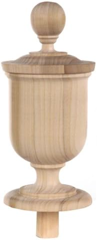 Staircase Finial Newel Post Cap FN-0106, Poplar Wood (9 1/2" H X 4 1/8" W)