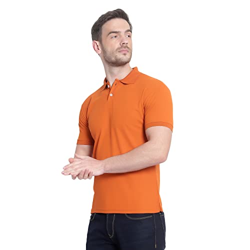 Image of Men's Poly Cotton-Matty Tshirt with Regular Fit Solid Pattern Half Sleeve Standard Length and Button Down Closure|Men's T-Shirts